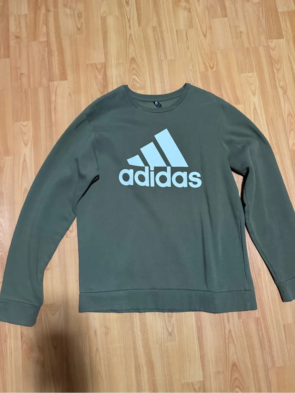 adidas Olive Green Crewneck with Light Logo